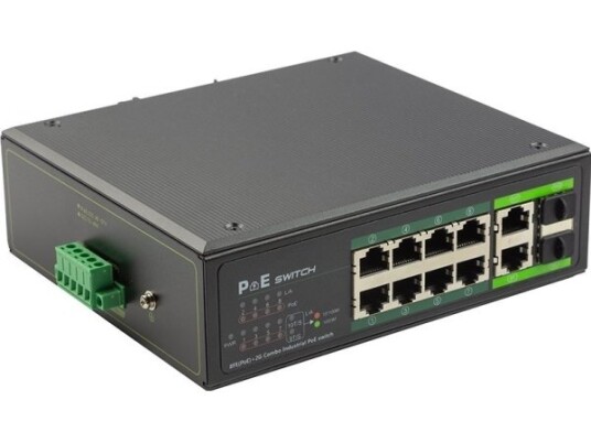 Ekstra Digital Industriell Poe-Hub 100 Mbps 8-Porter+2G Uplink Rj45- Eller Sfp-Porter, -40 °C, Ieee802.3Af/At Ekstra Digital Industriell Poe-Hub 100 Mbps 8-Porter+2G Uplink Rj45- Eller Sfp-Porter, -40 °C, Ieee802.3Af/At