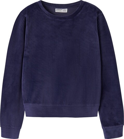 Name It Genser - Kort - Fløyel - NkfVeloa - Evening Blue - Name It - 6 år (116) - Genser - Marineblå