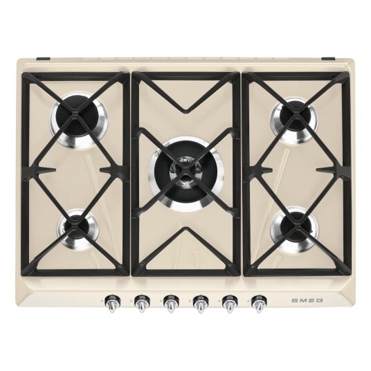 Smeg Victoria gassplatetopp 5 kokesoner 70 cm integrert kremfarge Smeg Victoria gassplatetopp 5 kokesoner 70 cm integrert kremfarge