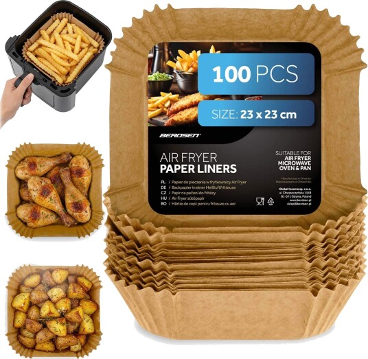 Bakepapir til airfryer 23 cm 100 pakning