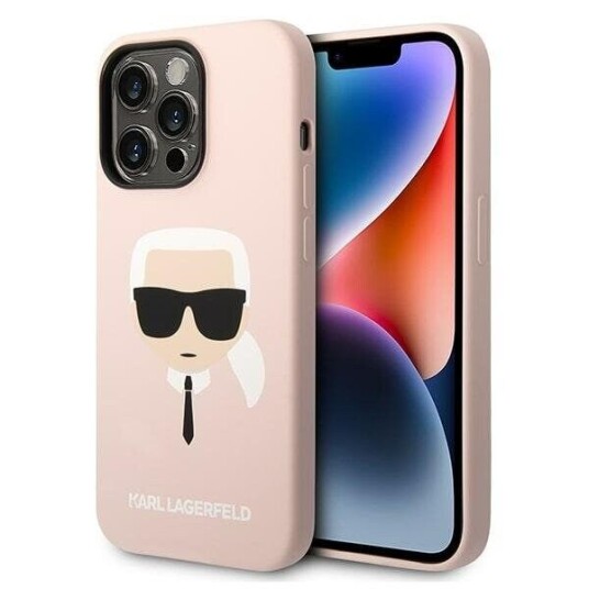 Karl Lagerfeld iPhone 14 Pro Max Deksel med MagSafe - Ikonik Karl's Head Lys Rosa