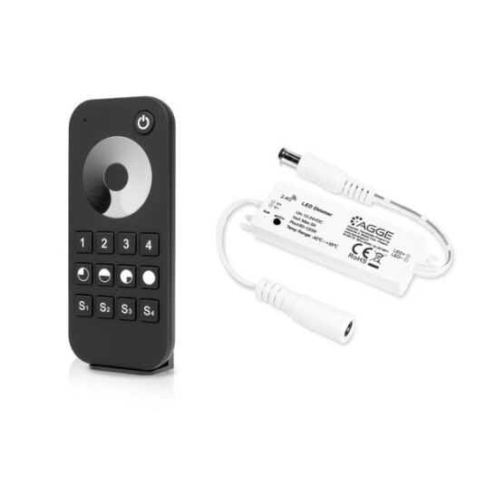 Driver til LED stripe AGGE Single Colour Mini Controller RF 2,4 GHz Driver + Remote control Dimming Touch Wheel