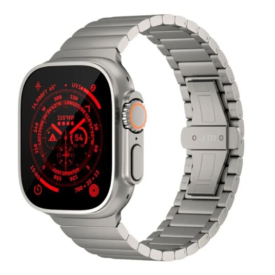 Apple Watch (49 mm) Just Mobile Titanium Reim m. DLC Belegg - Sølv Apple Watch (49 mm) Just Mobile Titanium Reim m. DLC Belegg - Sølv