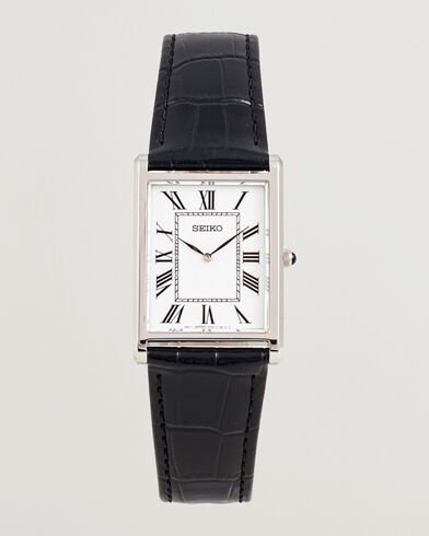 Seiko Quartz Silver Leather 28mm White Dial Seiko Quartz Silver Leather 28mm White Dial