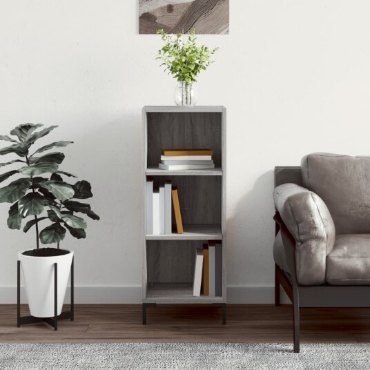 vidaXL Skjenk grå sonoma 34,5x32,5x90 cm konstruert tre vidaXL Skjenk grå sonoma 34,5x32,5x90 cm konstruert tre