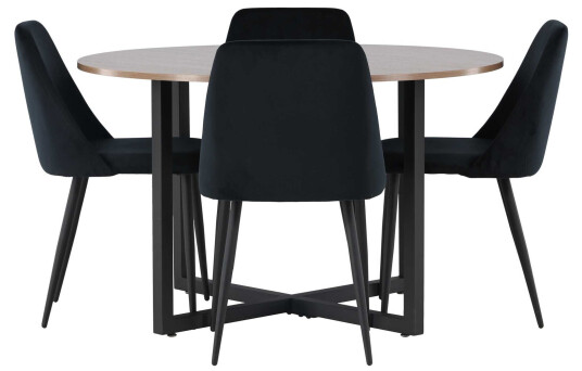 Venture Design Durango & Night spisegruppe Svart/valnøtt 4 stoler & bord 120 cm