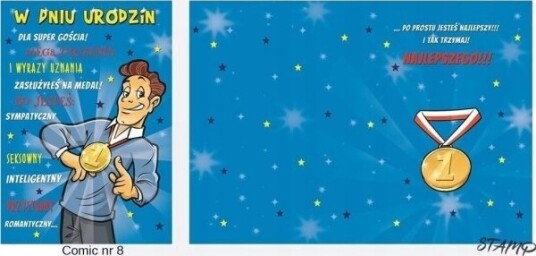 Stamp Karnet Comic B6 + Konvolutt Mønster Nr 08 Bursdag