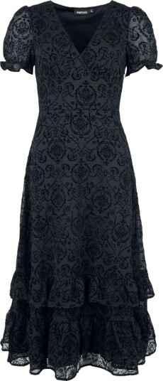 Jawbreaker   Goth Lang kjole   Ruffle Hem Devore Maxi Kjole   XS til 4XL   Damer   svart
