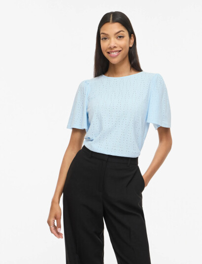 Vila Vibelli O Neck S/S Top Noos Blue S