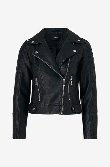 Vero Moda Bikerjakke vmKerriultra Short Coated Jacket Svart Vero Moda Bikerjakke vmKerriultra Short Coated Jacket Svart