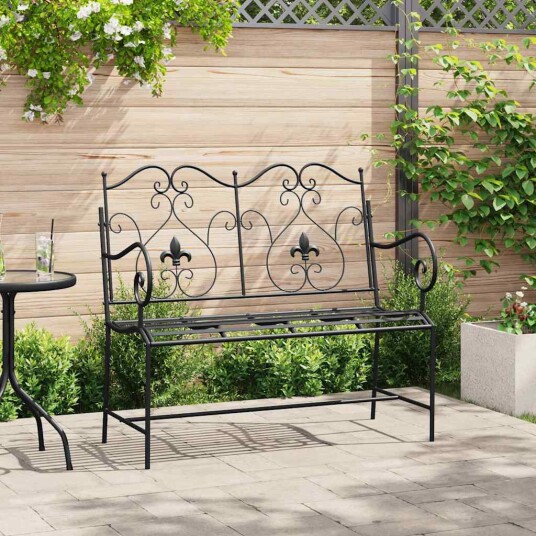 Hagebenk med Spaltedesign Svart 104 cm Stål Hagebenk med Spaltedesign Svart 104 cm Stål