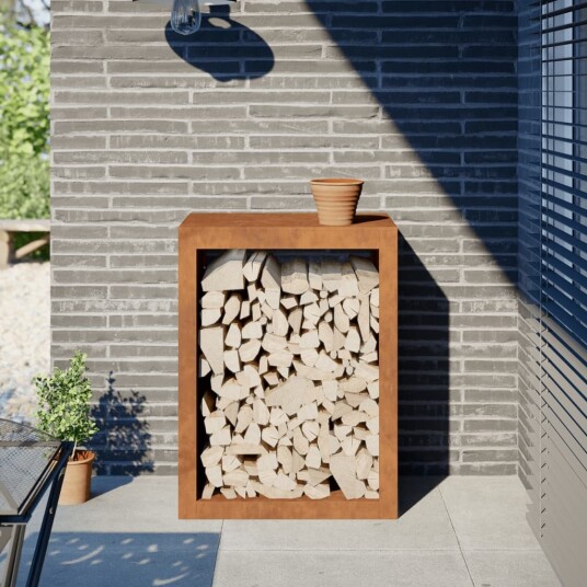 Vedstativ 60x40x80 cm oksidert stål Vedstativ 60x40x80 cm oksidert stål