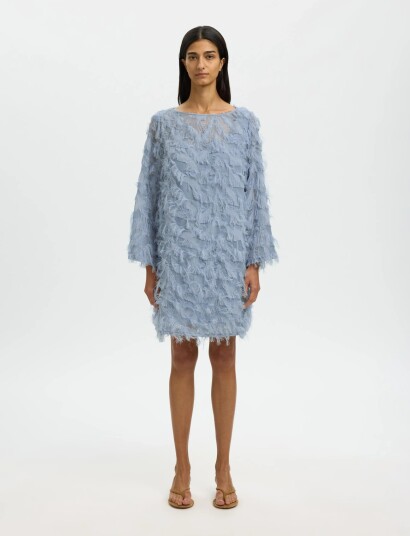 Selected Slfmyline Relaxed Ls Boat Neck Dress B Blue 38 Selected Slfmyline Relaxed Ls Boat Neck Dress B Blue 38