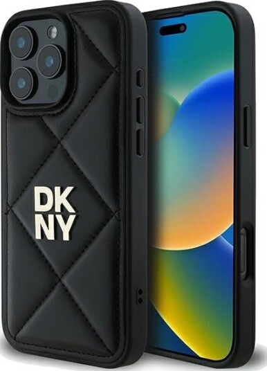 DKNY Quilted Stack Logo Mobildeksel til iPhone 16 Pro - Svart