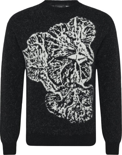 Mads Nørgaard Alpaca Wool Vilhelm Flower Knit   BLACK   XXL