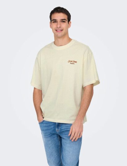 ONLY & SONS Onsmalik Jims Ovs Ss Tee - Cream - S