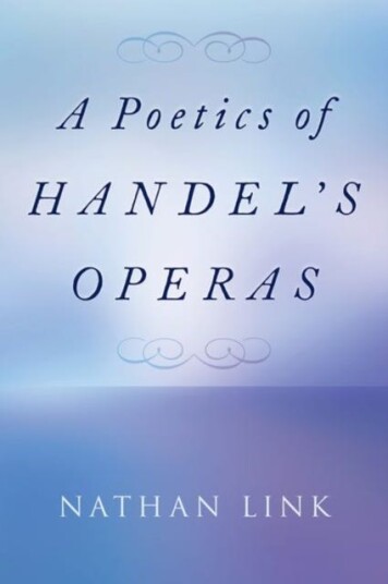 A Poetics Of Handel'S Operas Av Nathan (Is H.W. Stodghill Jr. And Adele H. Stodghill Professor Of Music Is H.W. Stodghill Jr. And Adele H. Stodgh