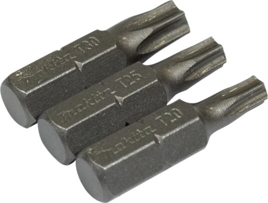 Makita - Spissett For Skrutrekker - 3 Deler - Torx - T20, T25, T30 - Heksagonal - Lengde: 25 Mm