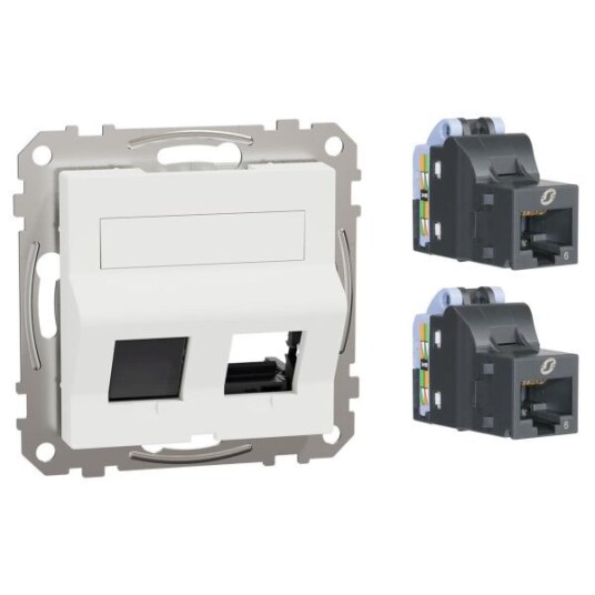 Schneider Electric Exxact Senterplate for datauttak, hvit