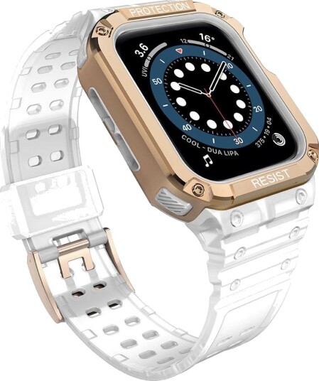 Hurtel Protect Reim med Deksel for Apple Watch 38/40/41mm Transparent/Rosegull