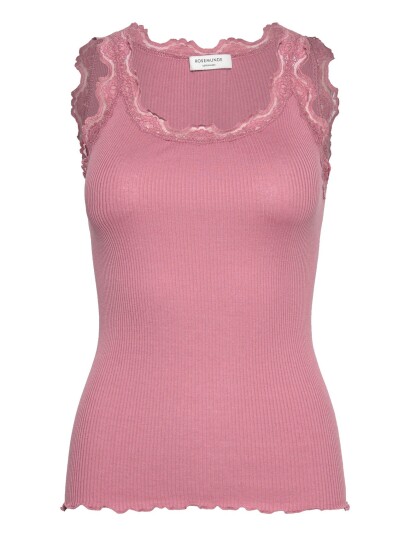 Rosemunde Rwbabette Silk Sl U Neck Lace Top   Pink   XS