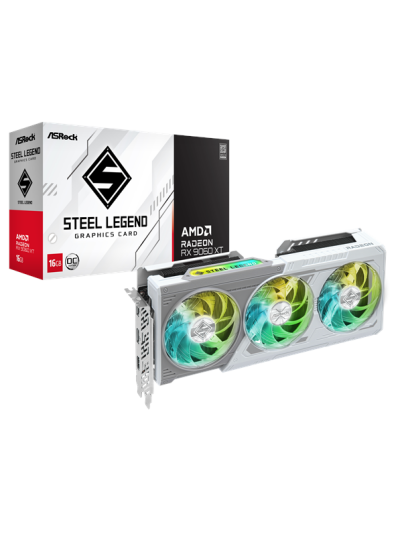 ASRock Radeon RX 9060 XT Steel Legend 16GB GDDR6 Grafikkort med Dual HDMI og DisplayPort ASRock Radeon RX 9060 XT Steel Legend 16GB GDDR6 Grafikkort med Dual HDMI og DisplayPort