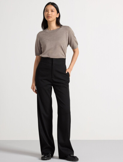 Lindex Lykke Bukser Med Vide Ben - Black - 38