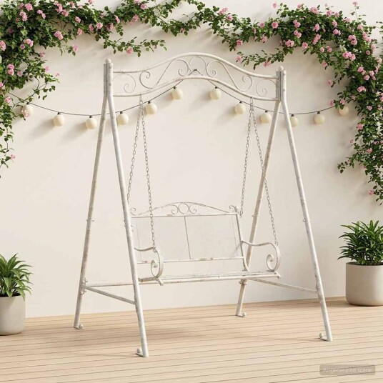 vidaXL Svingramme Antikk hvit 113 x 121,5 x 168 cm Stål