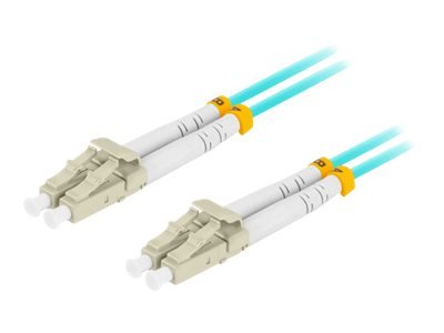 Lanberg - Koblingskabel - Lc/Upc (Hann) Til Lc/Upc (Hann) - 5 M - 3 Mm - Fiberoptisk - Dupleks - 50 / 125 Mikroner - Om3 - Halogenfri - Akvamarin - (Antall Per Pakke: 50)