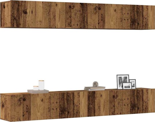 vidaXL 4 deler veggmontert TV-skapsett gammelt tre 100x30x30 cm vidaXL 4 deler veggmontert TV-skapsett gammelt tre 100x30x30 cm