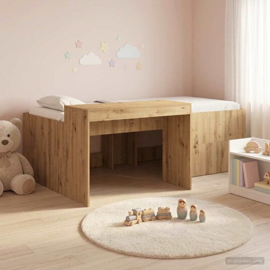 Barneseng med skrivebord Artisan eik 90 x 200 cm Konstruert tre Barneseng med skrivebord Artisan eik 90 x 200 cm Konstruert tre