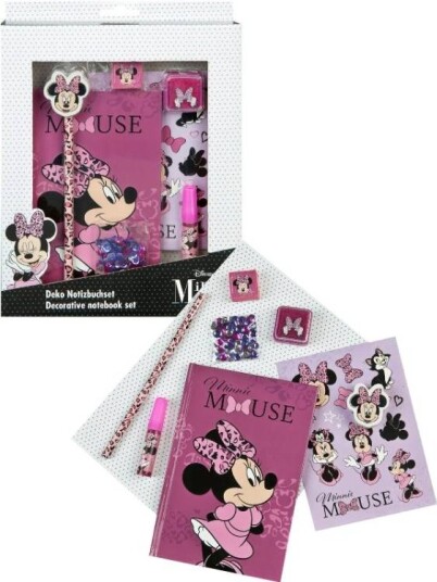 Minnie Mouse notatbok med klistremerker og tilbehør