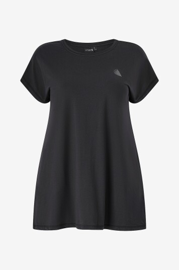 Zizzi Trenings t skjorte aBasic S/S Long T shirt Svart