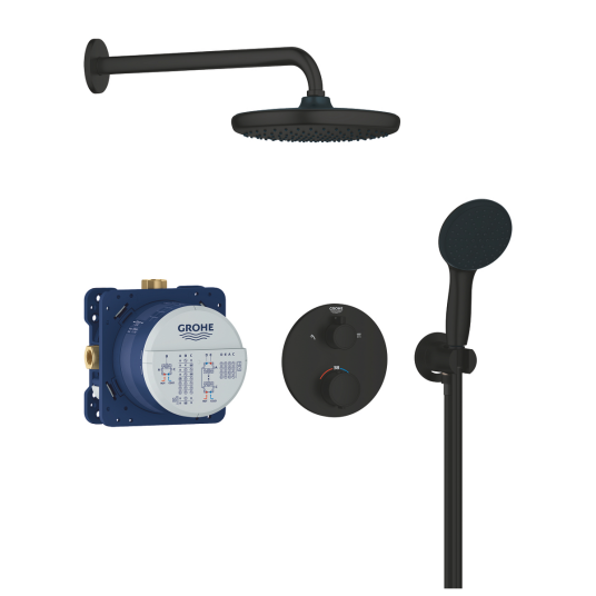 Grohe Precision Thermostat Dusjpakke For innbygning 2 uttak Sort Matt