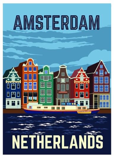Amsterdam City Veggplakat Amsterdam City Veggplakat