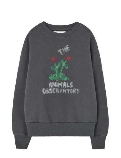THE ANIMALS OBSERVATORY Flowers Dark Frey Bear Sweatshirt - Grey - 12 Y