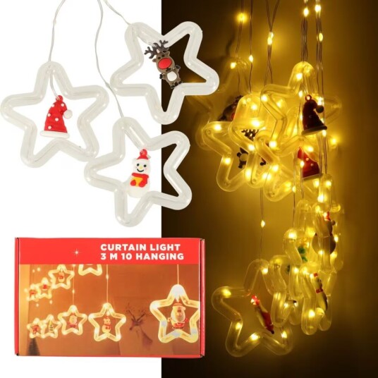 Pricenet LED gardinlys med figurer 3m 125LED varmhvit Pricenet LED gardinlys med figurer 3m 125LED varmhvit