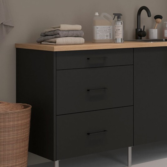 Linn Bad Underskap Skuffer for Vaskerom Svart Matt / 60cm 3 Linn Bad Underskap Skuffer for Vaskerom Svart Matt / 60cm 3