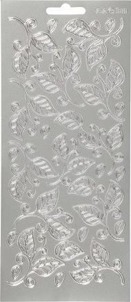 Diverse Klistremerker blader ark 10x23 cm sølv 1 ark