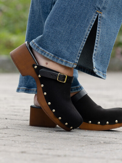 Roberto Rosso - Clogs Suede Leather Black storrelse 36