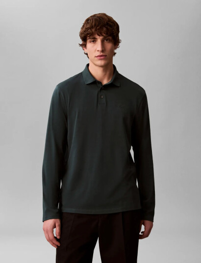 Calvin Klein Ls Supima Cotton Solid Polo - Green - XXL