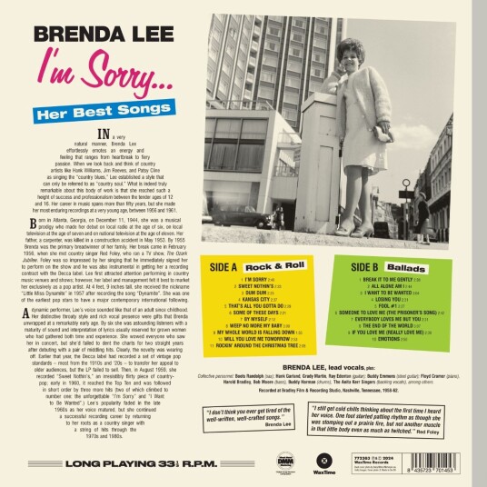 Brenda Lee  I'm Sorry: Her Best Songs  LP/Vinyl