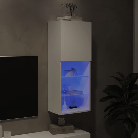 vidaXL TV-benk med LED-lys hvis 40,5x30x102 cm 8721012256415 vidaXL TV-benk med LED-lys hvis 40,5x30x102 cm 8721012256415