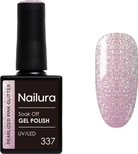 Nailura Gelpolish 337 – Perlemorsrosa glitter – 10 ml