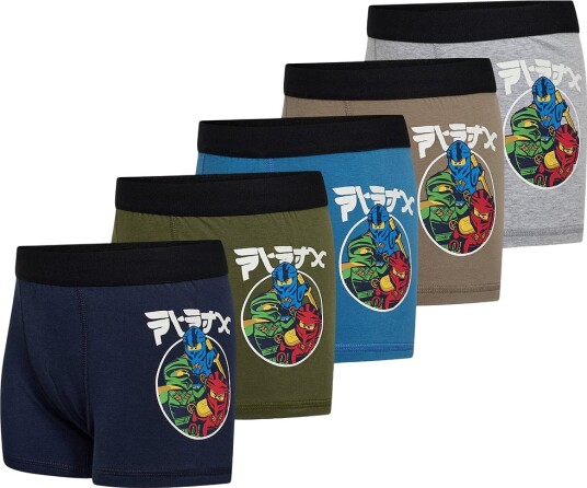 LEGO® Boxershorts 5 pack LWAiko 603 Navy/Blå/Grønn/Brun/Gr LEGO® Wear 3 4 år (98 104) Boxershorts Armygrønn Grå Lyseblå Marineblå