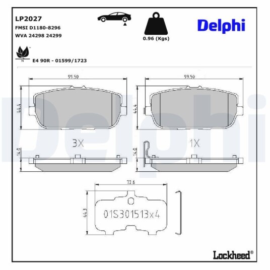 Bremseklosser DELPHI LP2027 Bremseklosser DELPHI LP2027
