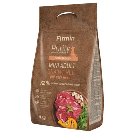 Fitmin Dog Purity Adult Mini Kornfri Oksekjøtt For Voksne 4 kg Fitmin Dog Purity Adult Mini Kornfri Oksekjøtt For Voksne 4 kg