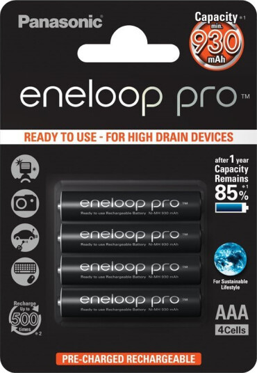 Panasonic Eneloop Pro AAA Oppladbare Batterier 4stk 930 mAh NiMH Panasonic Eneloop Pro AAA Oppladbare Batterier 4stk 930 mAh NiMH