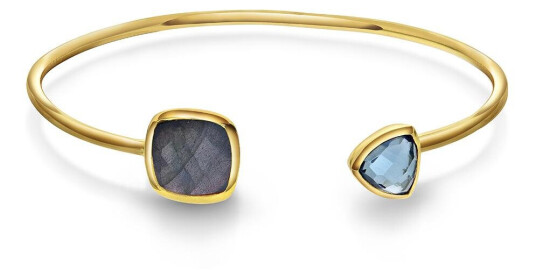 Pan Jewelry Mirage armring i 925 forgylt sølv med syntetisk iolitt og labradoritt