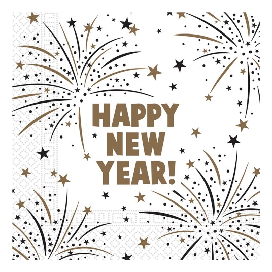 Globos Europe Hvite Servietter Happy New Year Globos Europe Hvite Servietter Happy New Year